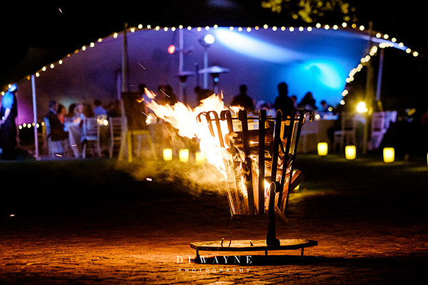 Fire ouutside the Beduoin Tent at Wedding Reception at Webersburg Wine Estate Stellenbosch