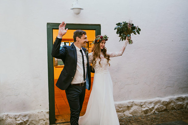 Bride and Groom enter Wedding Reception at Jonkershuis