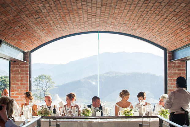 Bridal Table with Beautiful Mountain View Backdrop ROCA Restaurant Dieu Donne Estate Franschhoek Wedding Venue